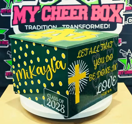 15" Tall Fold Flat Cheer Box - with Customizable Team Design